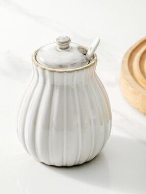 Sugar Bowl with Lid and Spoon, Ceramic Sugar Container for Coffee Bar, Sugar Jar